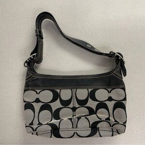 Coach Black and Gray Signature Shoulder Bag